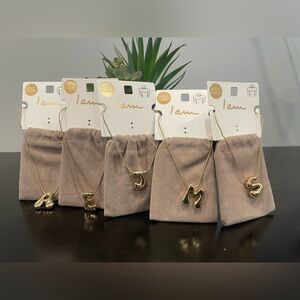 I Am Gold Plated Bubble Initial Necklaces w/ dust bag